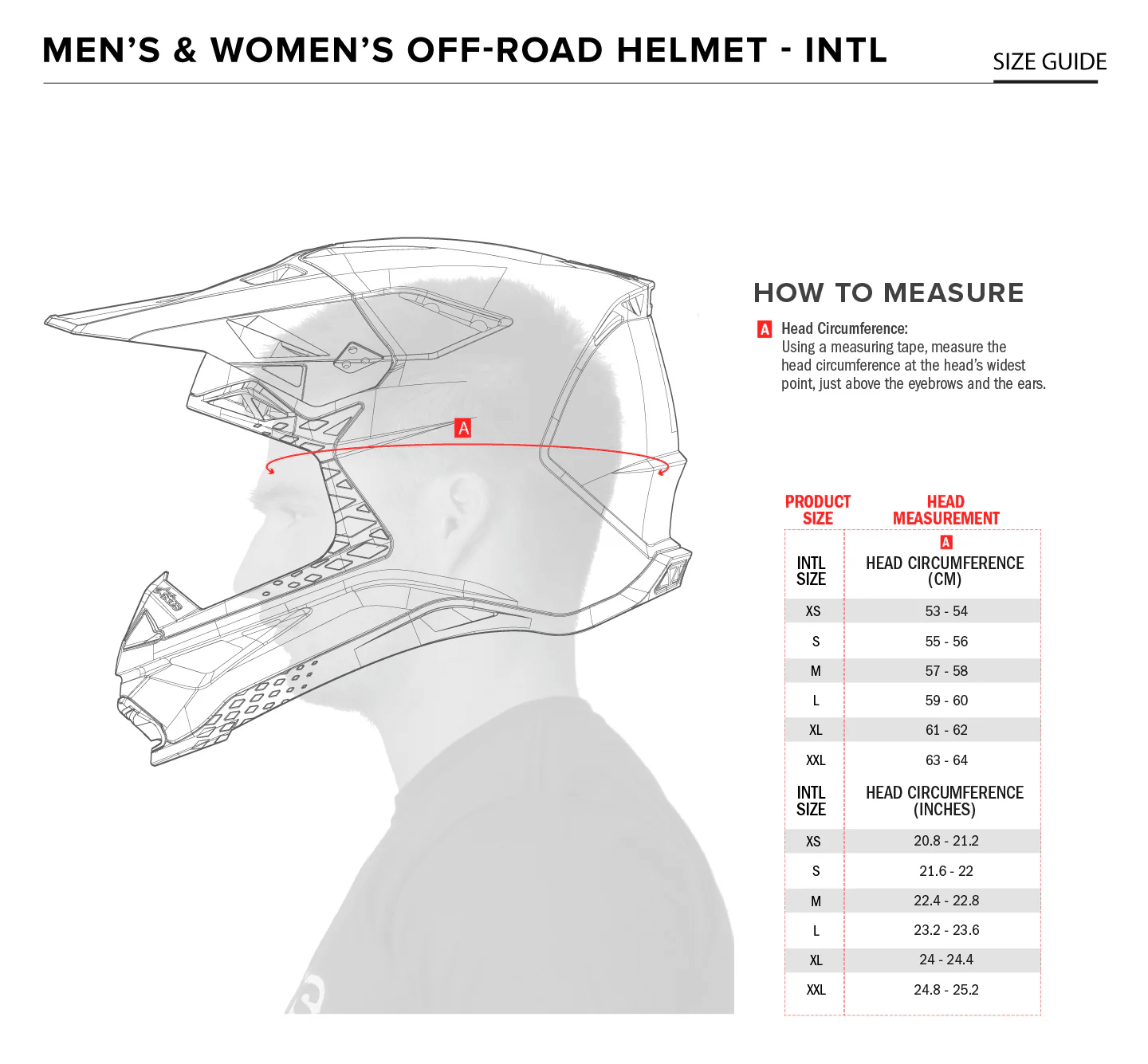 Alpinestars Supertech M10 Aeon Off-Road Motocross Helmet - size chart