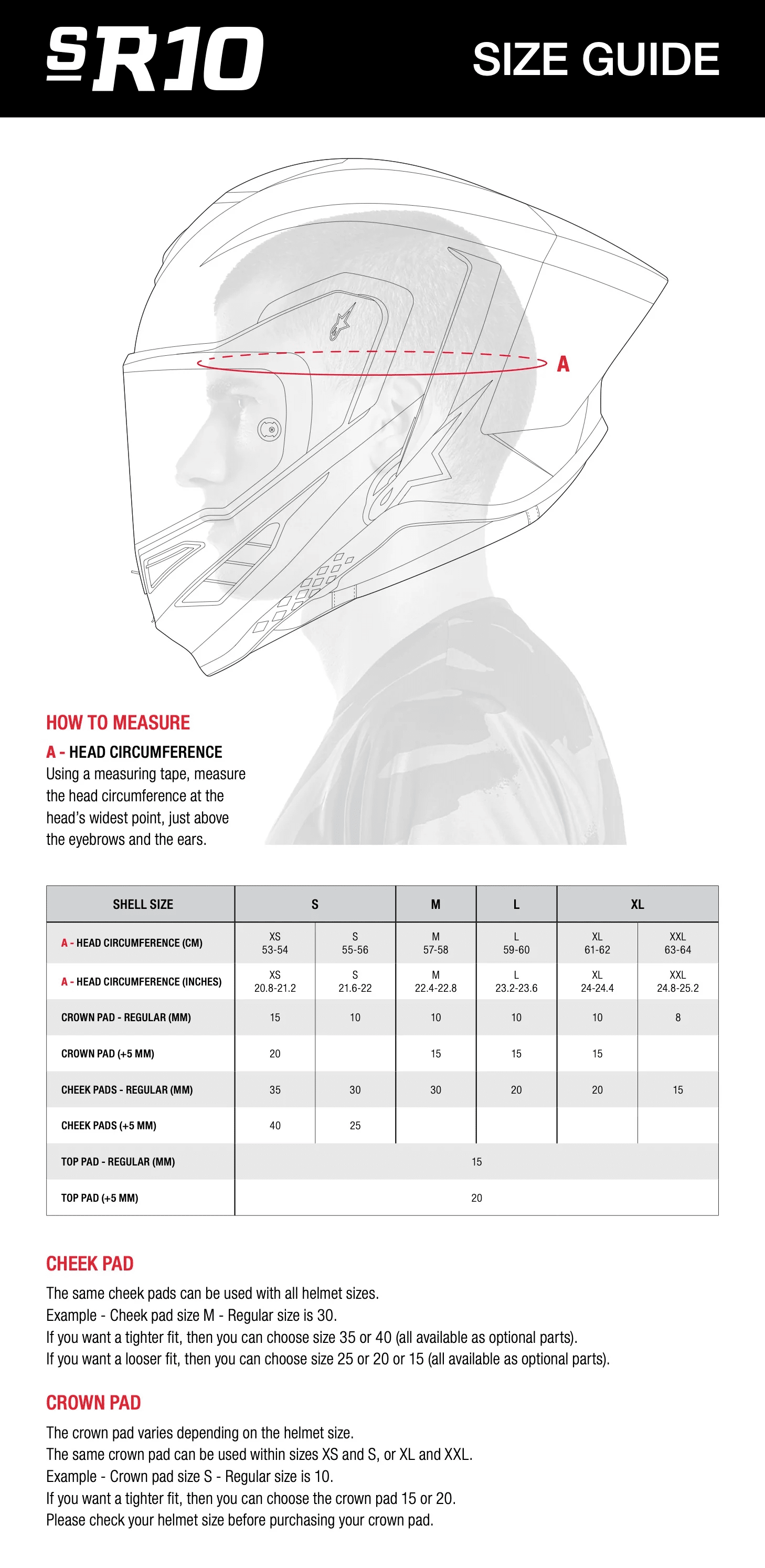 alpinestars-supertech-r10-element-full-face-motorcycle-racing-helmet-size-chart