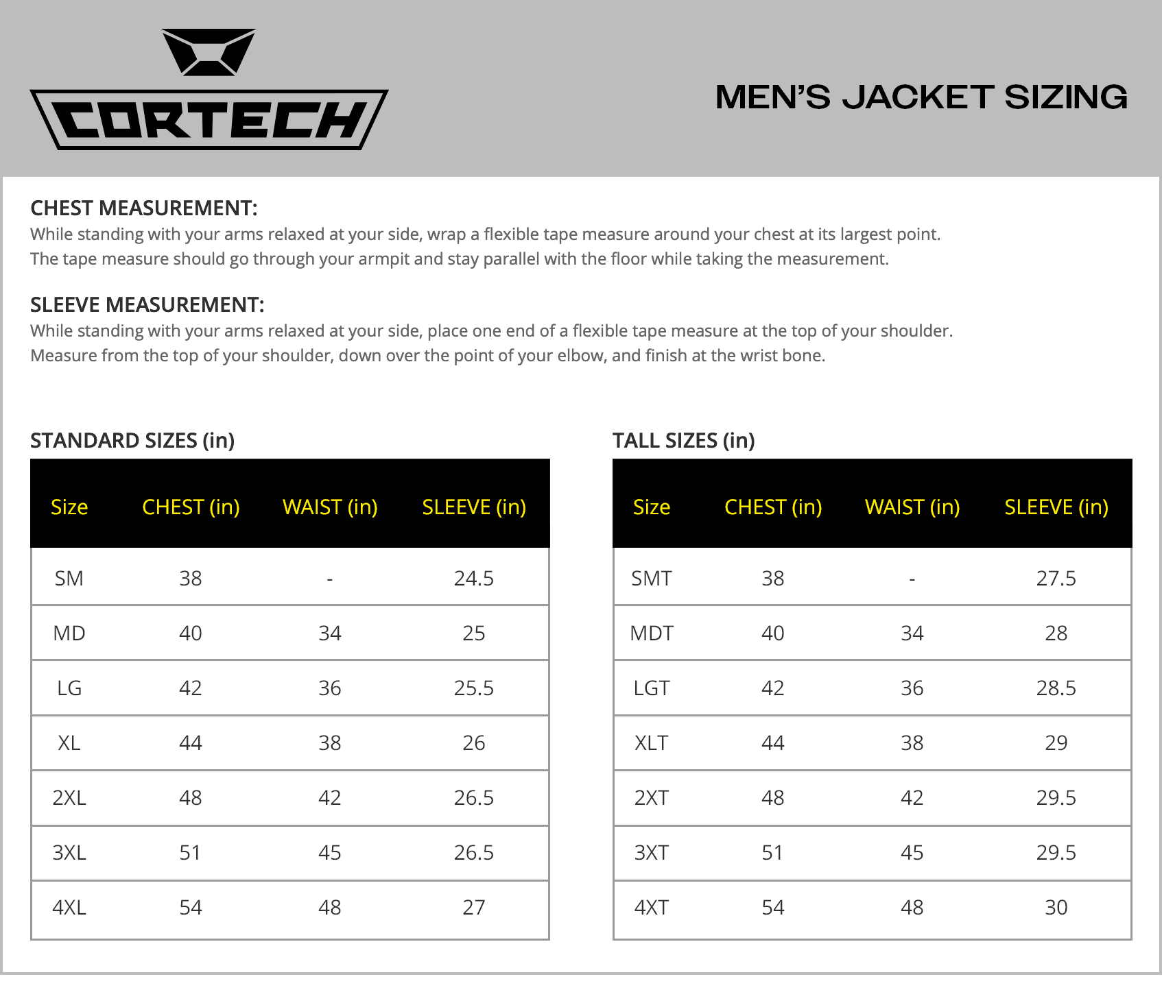 Cortech Aero-Flo 2.0 Motorcycle Riding Jacket - Size chart