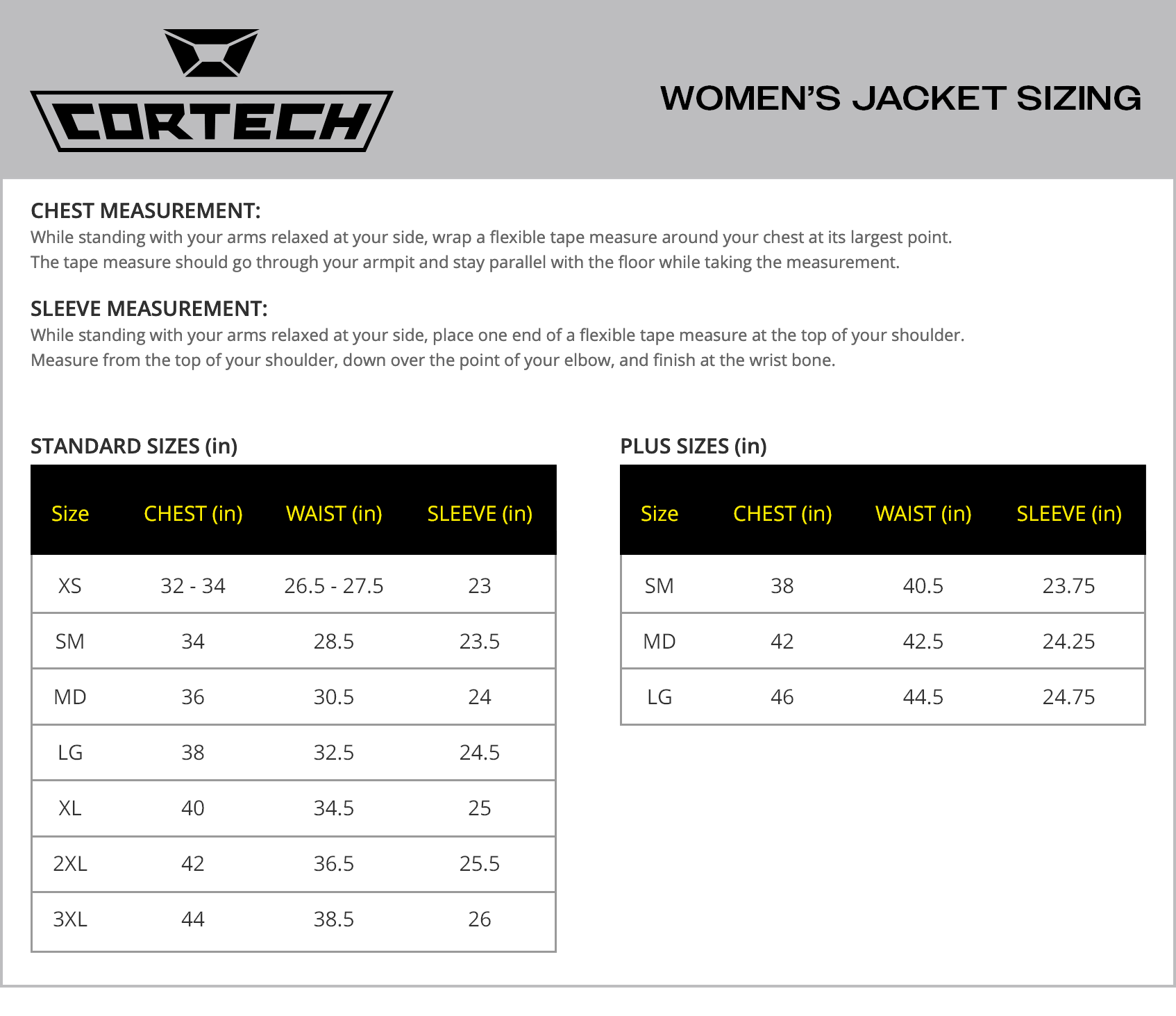 Cortech Women's Aero-Tec 2.0 Motorcycle Jacket - size chart