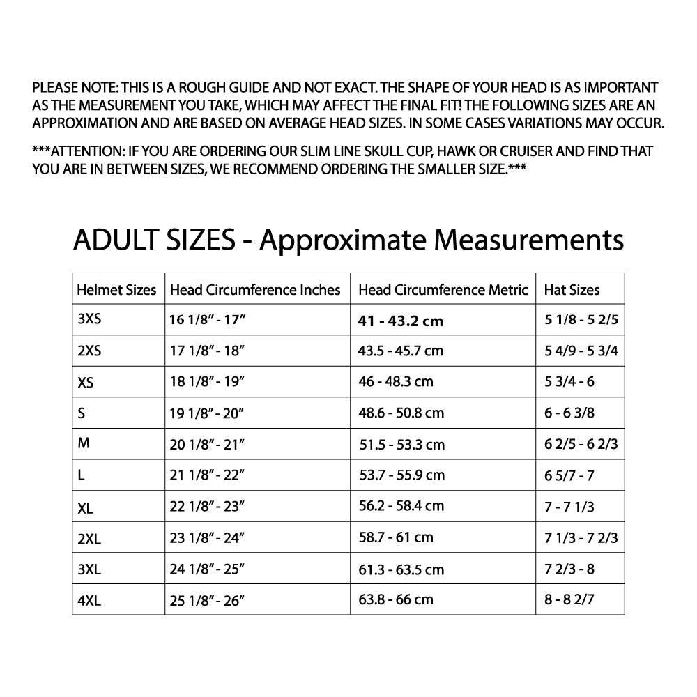 Daytona Cruiser Classic Open Face Motorcycle Helmet - size chart