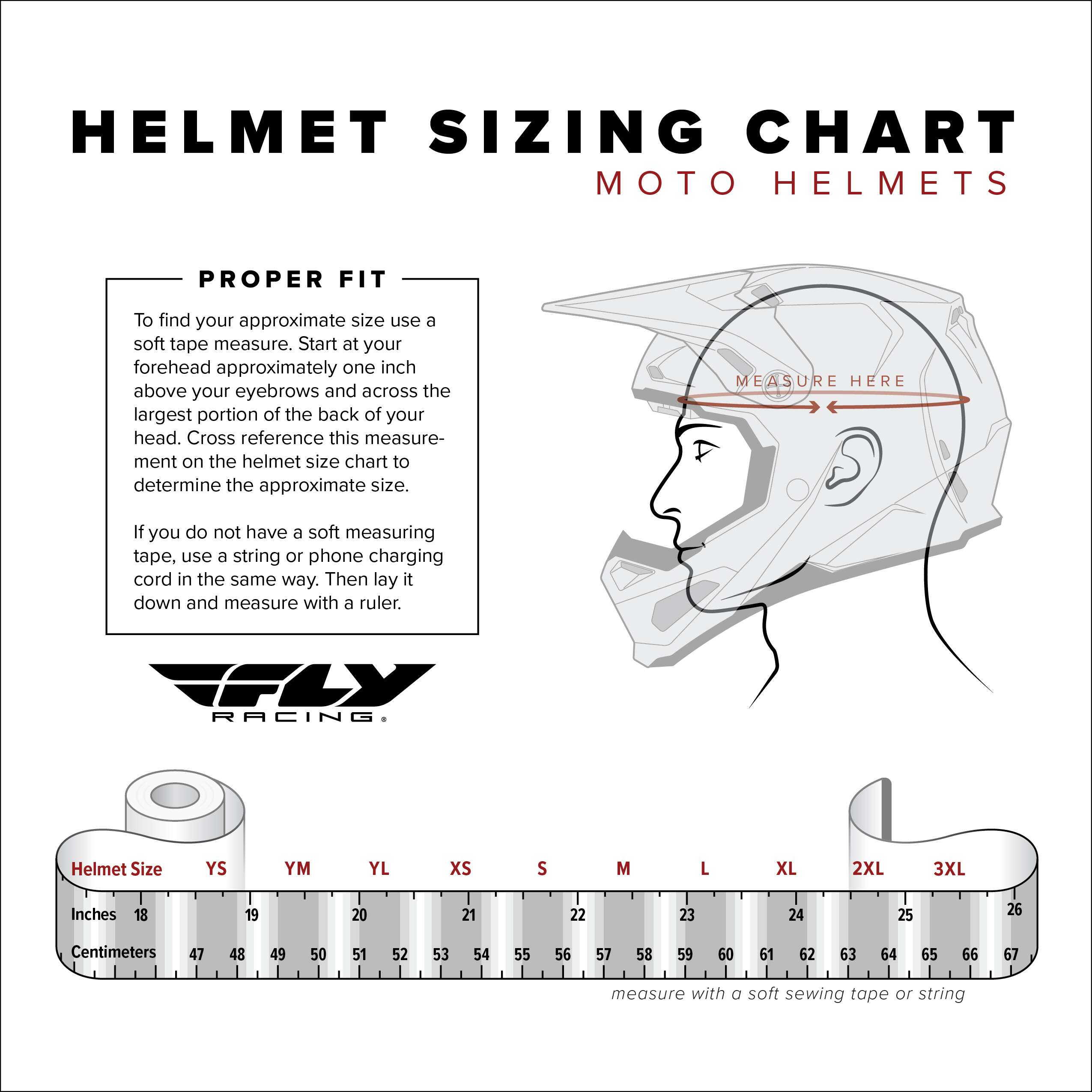 Fly Racing Formula S Carbon Legacy Off-Road Motorcycle Helmet-size chart