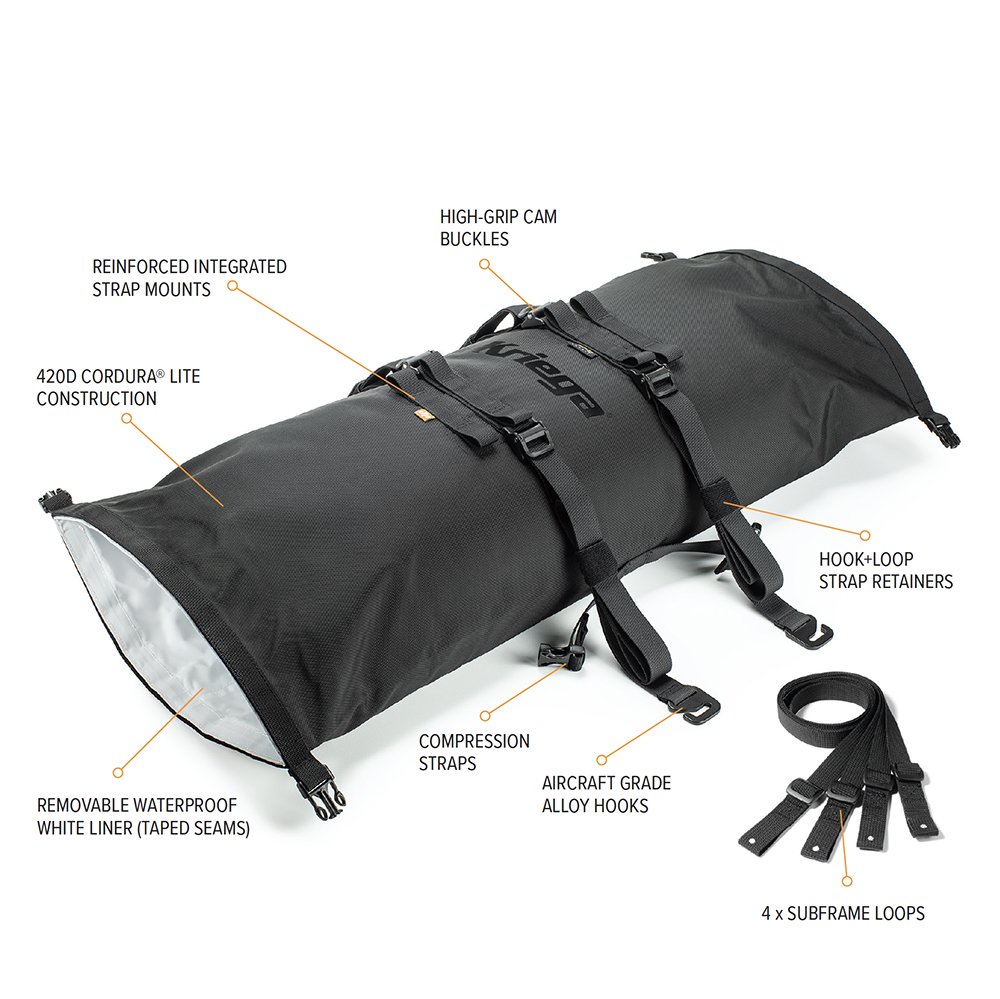 Kriega Rollpack 20 Litres Waterproof Motorcycle Tail Bag - Specs