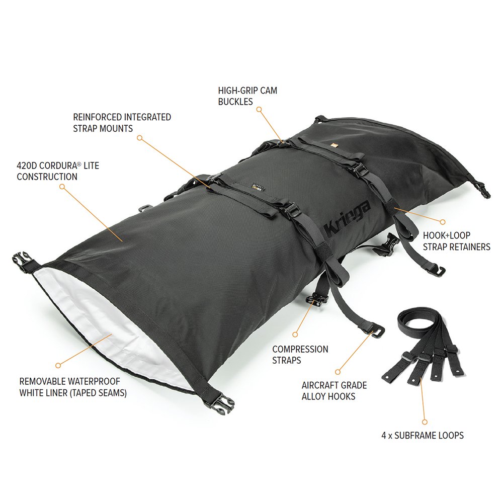 Kriega Rollpack 40 Litres Waterproof Motorcycle Roll Bag - Specs