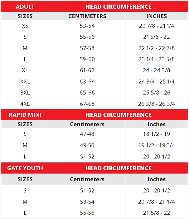 LS2 X Force Sprint Full Face MX Motorcycle Helmet - size chart